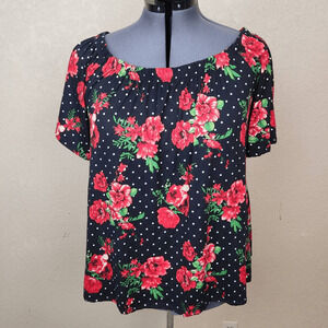 Vibe Sportswear Red Floral on Black Convertible Top Size 3X (3733)